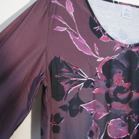 * Unbranded Purple Blouse XL New NWOT Black Floral Print Casual - Picture 3 of 5